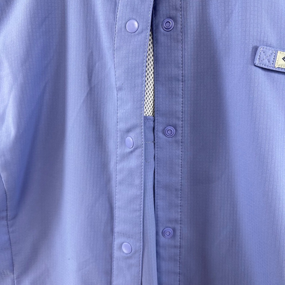 Columbia PFG Tamiami Shirt Womens Medium Blue Sleeveless Vented Snap Front - Picture 6 of 12